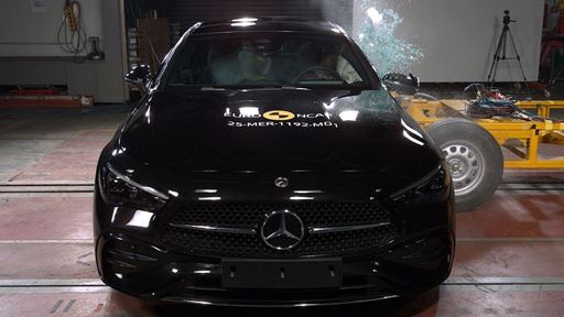Mercedes Benz CLE Coup Side Mobile Barrier test 2025
