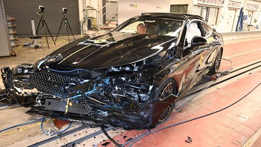 Mercedes Benz CLE Coup Mobile Progressive Deformable Barrier test 2025 after crash