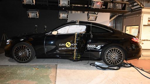 Mercedes Benz CLE Coup Side Pole test 2025 after crash