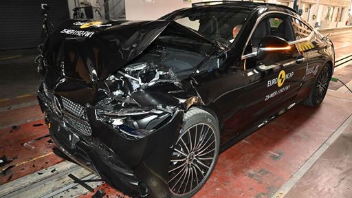 Mercedes Benz CLE Coup Full Width Rigid Barrier test 2025 after crash
