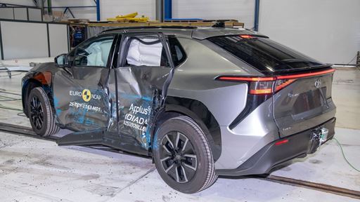 Toyota bZ4X Side Mobile Barrier test 2025 after crash