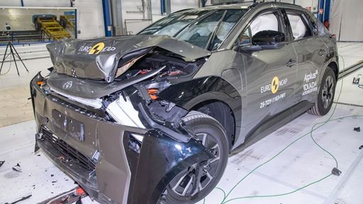 Toyota bZ4X Full Width Rigid Barrier test 2025 after crash