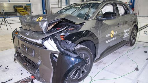 Toyota bZ4X Full Width Rigid Barrier test 2025 after crash