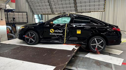 Mercedes Benz CLA hybrid Side Pole test 2025 after crash