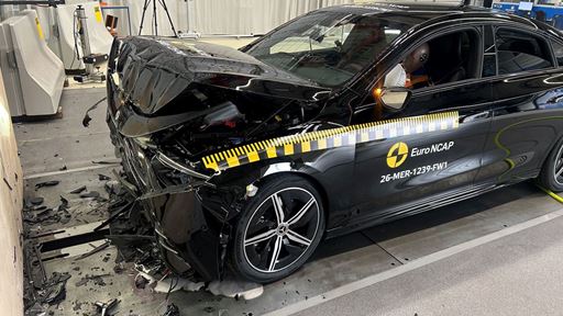 Mercedes Benz CLA hybrid Full Width Rigid Barrier test 2025 after crash
