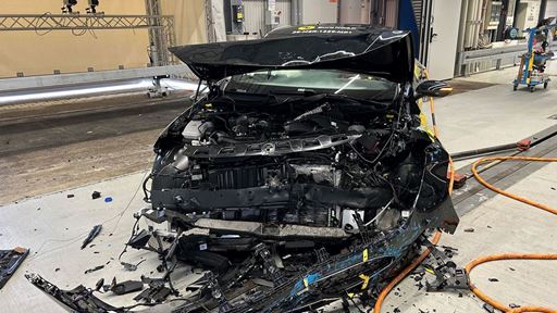 Mercedes Benz CLA hybrid Mobile Progressive Deformable Barrier test 2025 after crash