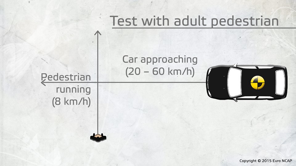 Scenario of AEB Pedestrian test with an adult dummy