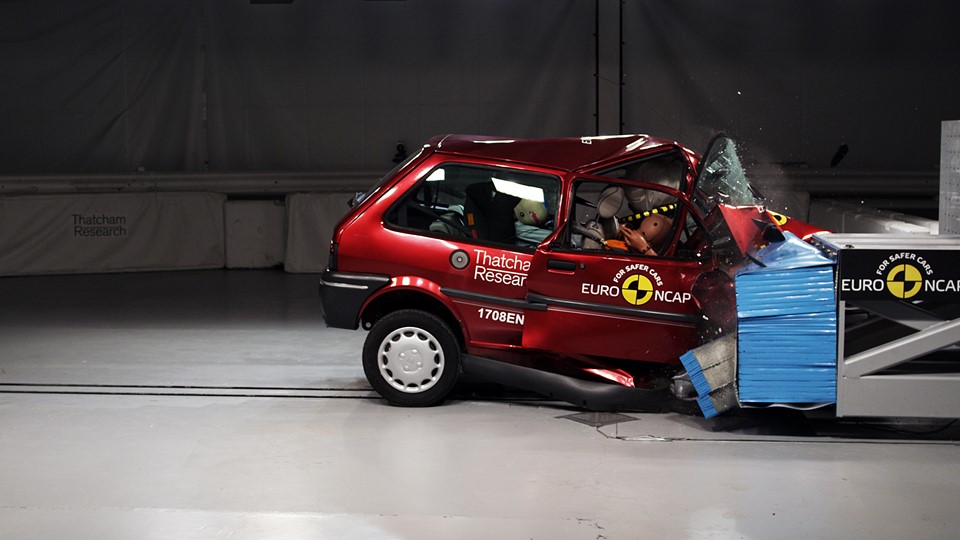 Rover 100 20th anniversary crash test - on crash