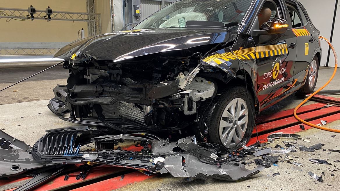 Škoda Fabia - Side Mobile Barrier test 2021 - after crash