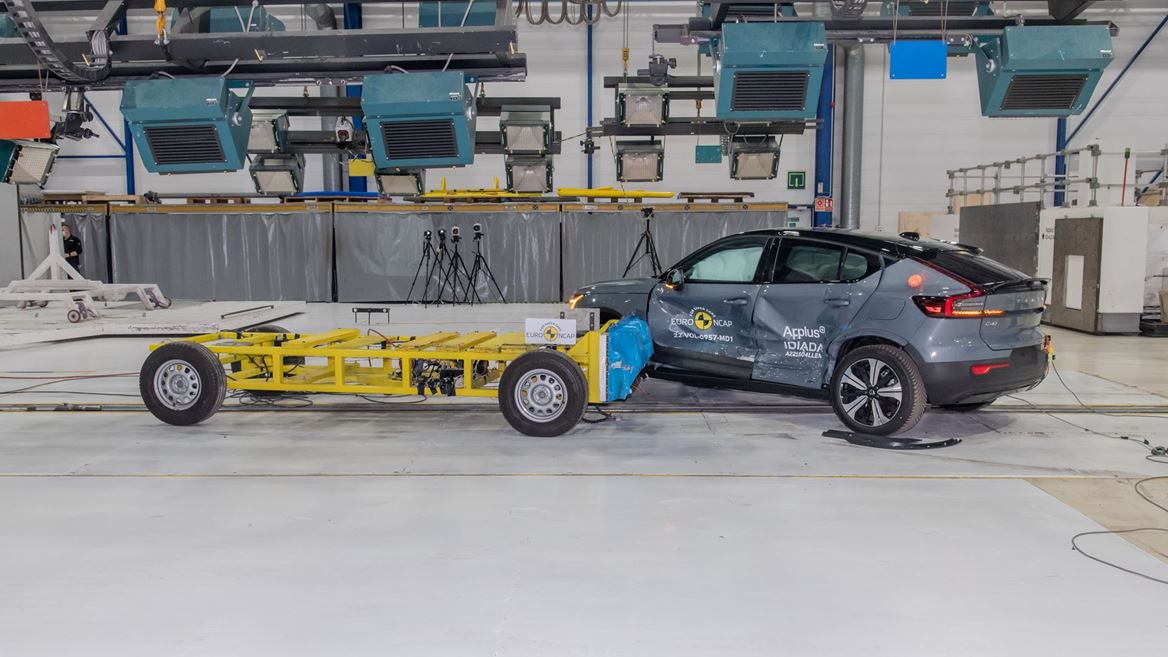 Volvo C40 Recharge - Side Mobile Barrier test 2022 - after crash