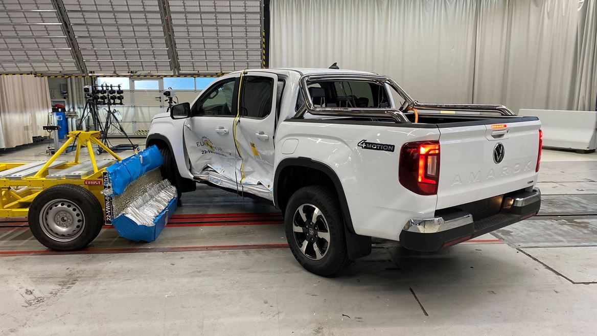 VW Amarok - Side Mobile Barrier test 2022 - after crash