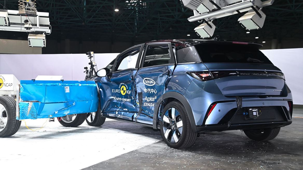 BYD DOLPHIN Side Mobile Barrier test 2023 after crash