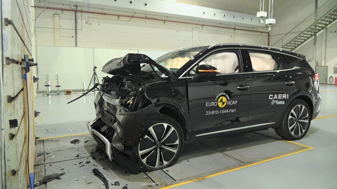 BYD TANG Full Width Rigid Barrier test 2023 after crash