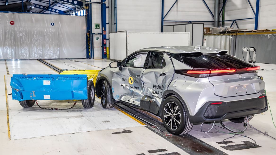 Toyota C HR Side Mobile Barrier test 2024 after crash