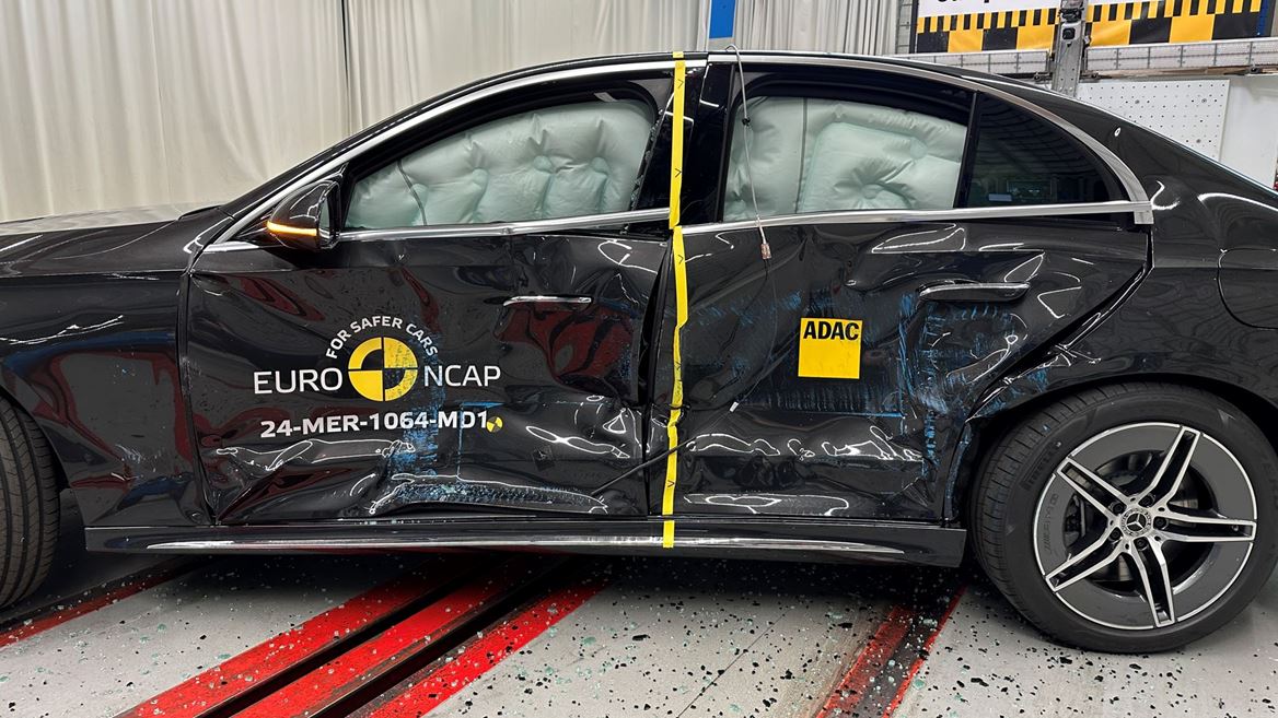 Mercedes Benz E Class Side Mobile Barrier test 2024 after crash