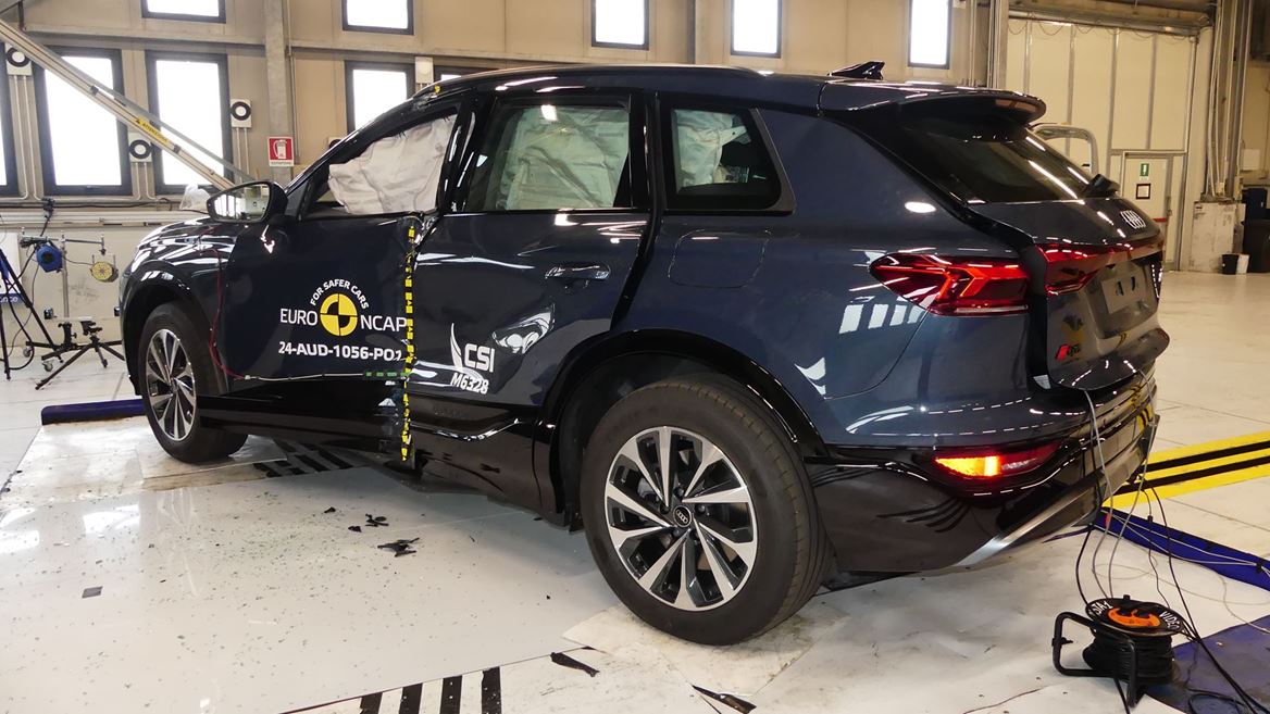 Audi Q6 e tron Side Pole test 2024 after crash