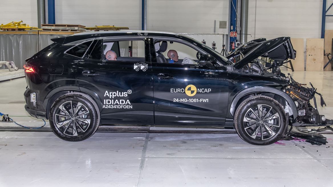 MG HS Full Width Rigid Barrier test 2024 after crash