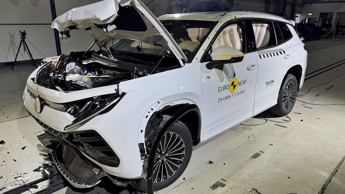 VW Tayron Full Width Rigid Barrier test 2025 after crash