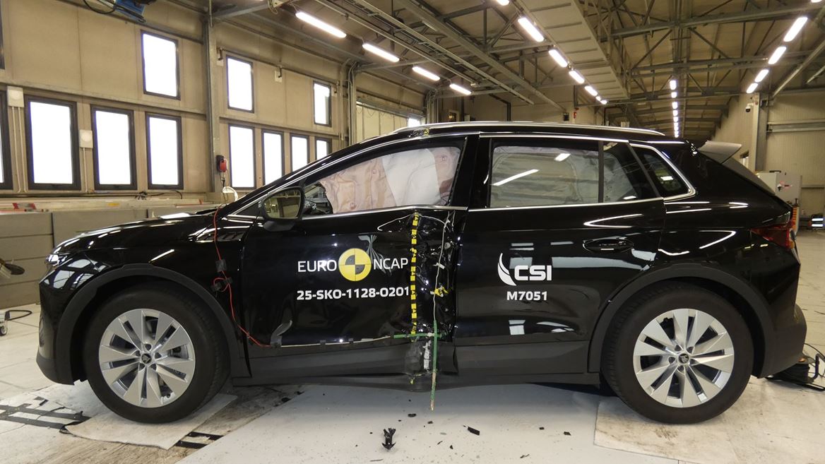 koda Elroq Side Pole test 2025 after crash