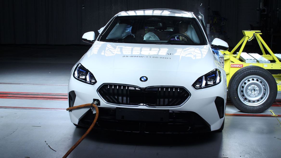 BMW 2 Series Gran Coup Side Mobile Barrier test 2025