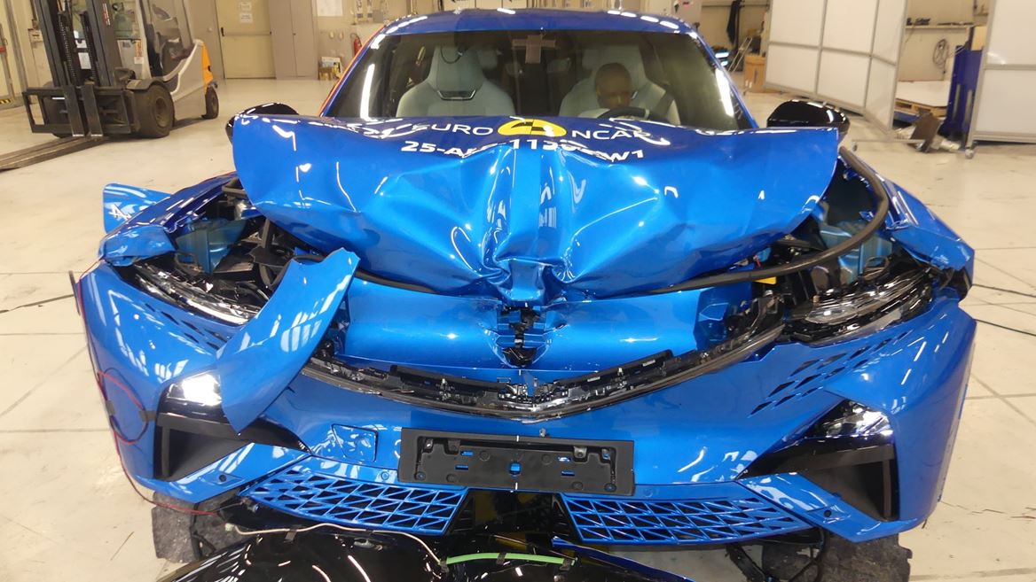 Alpine A390 Full Width Rigid Barrier test 2025 after crash