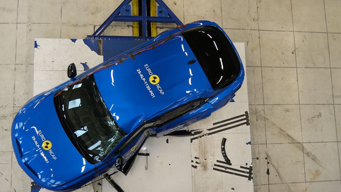 Alpine A390 Side Pole test 2025 after crash