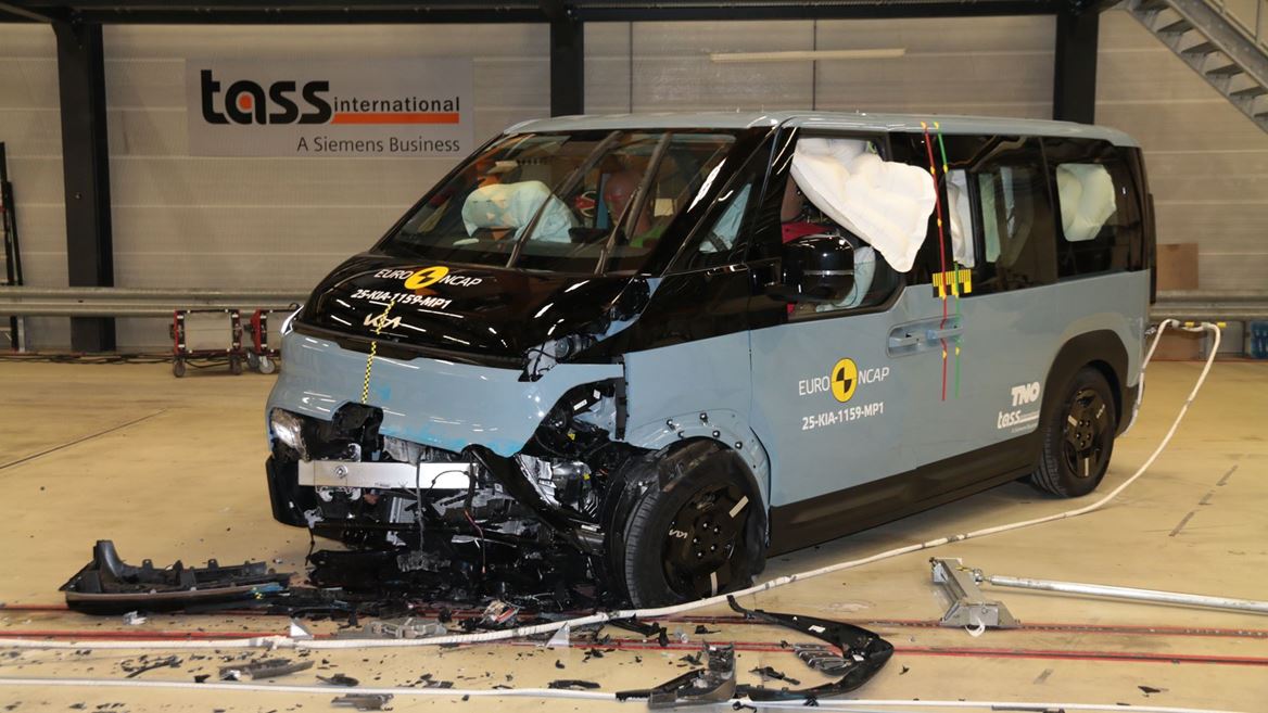 Kia PV5 Passenger Mobile Progressive Deformable Barrier test 2025 after crash