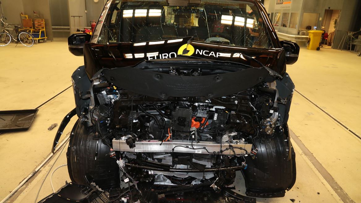 Kia PV5 Passenger Full Width Rigid Barrier test 2025 after crash