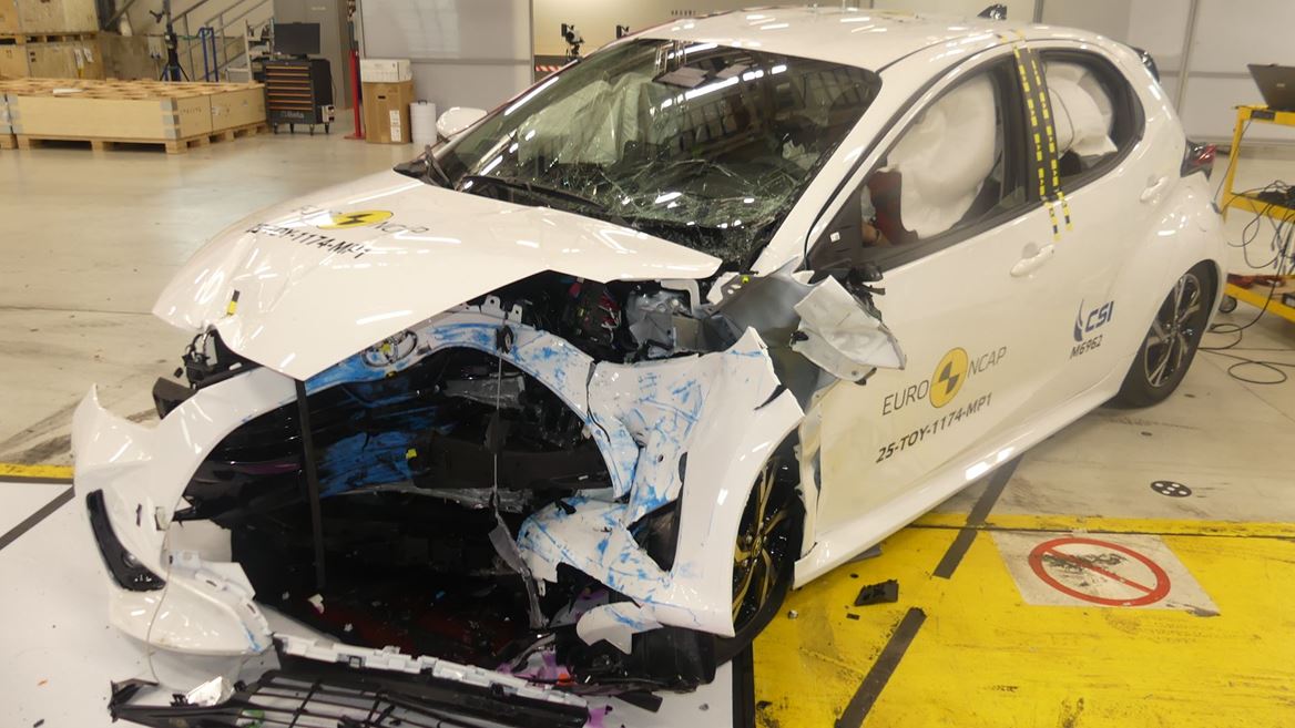 Toyota Yaris Mobile Progressive Deformable Barrier test 2025 after crash