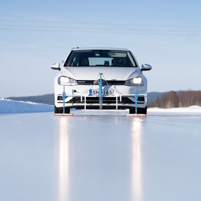 Tire testing on an icy track at UTAC Photo courtesy of UTAC