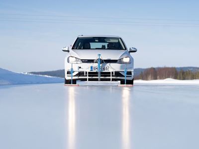 Tire testing on an icy track at UTAC Photo courtesy of UTAC