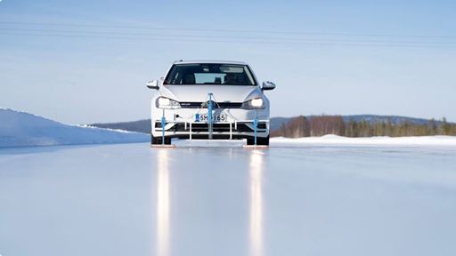 Tire testing on an icy track at UTAC Photo courtesy of UTAC