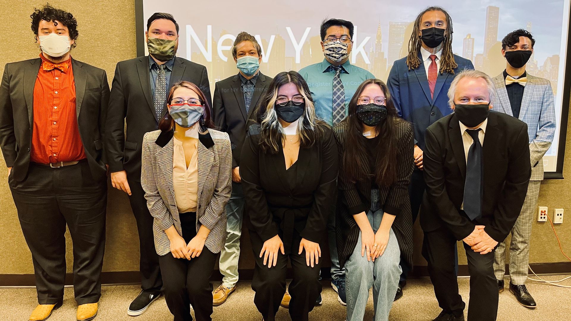The NMSU Model United Nations Team members participated in the virtual 2021 national conference. Team members include (f