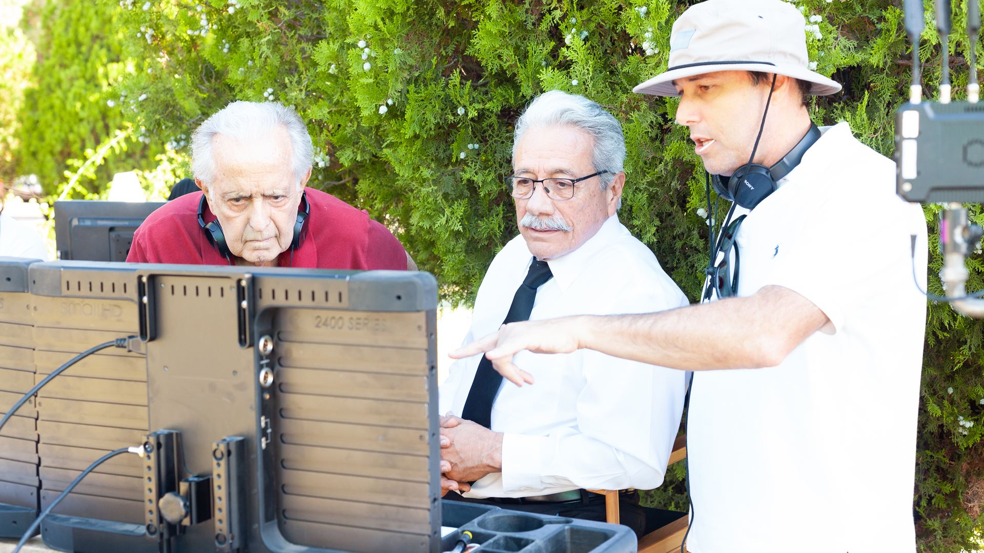 From left: Mark Medoff, screen writer for "Walking with Herb," star of the film Edward James Olmos and director Ross Mar