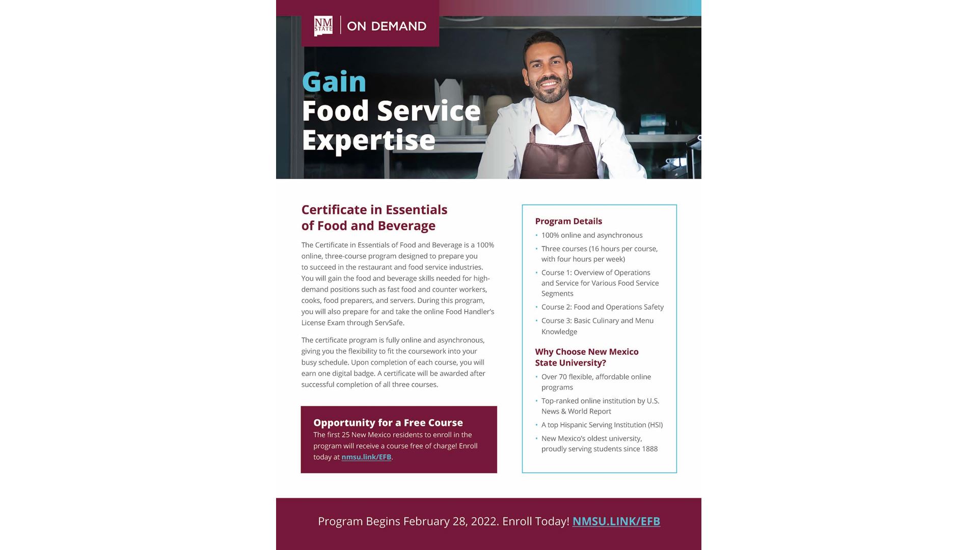 NMSU to offer mastery certificate programs to help fill gaps in NM hospitality industry