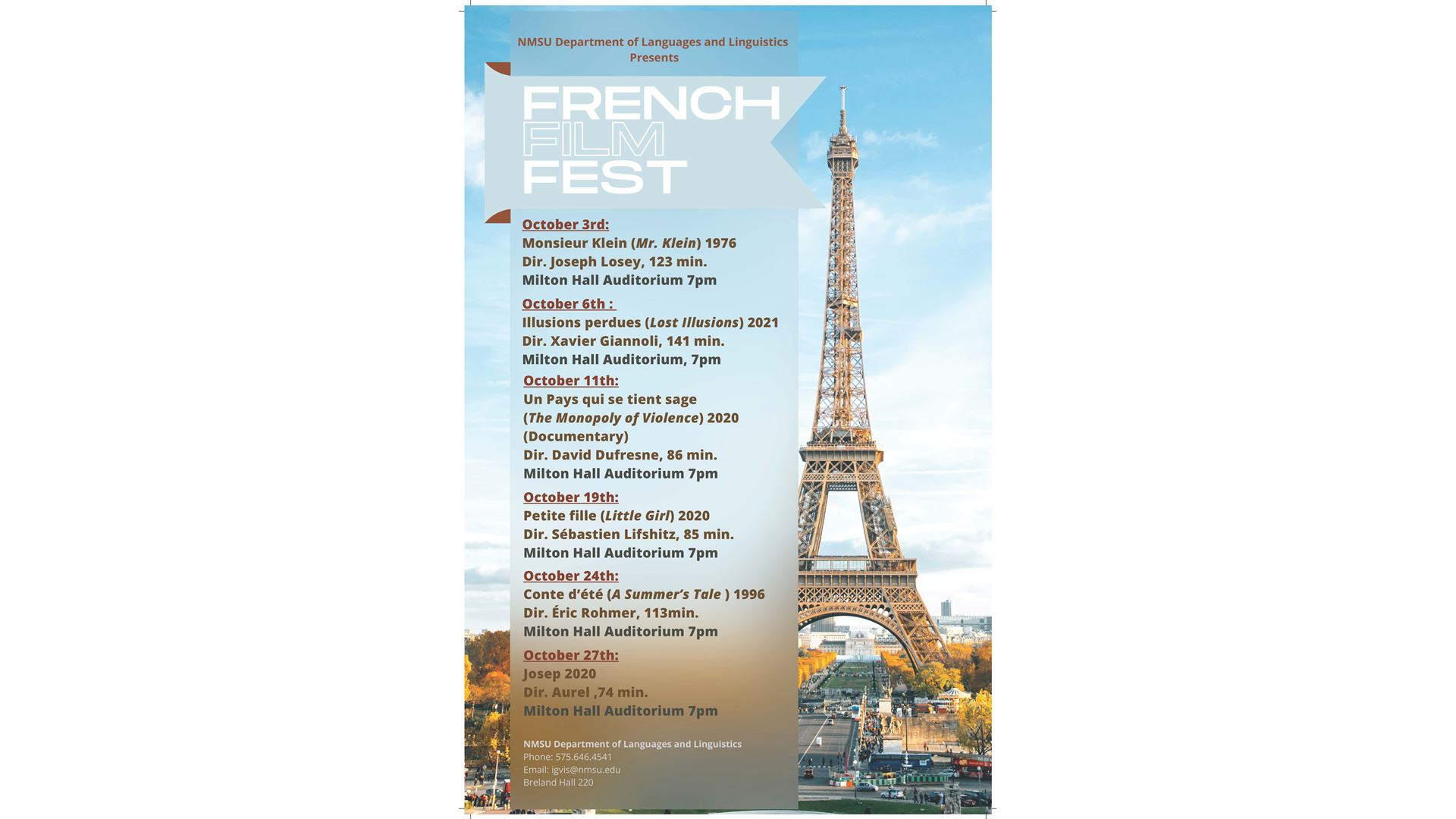 NMSU to host French Film Fest Oct. 3-27