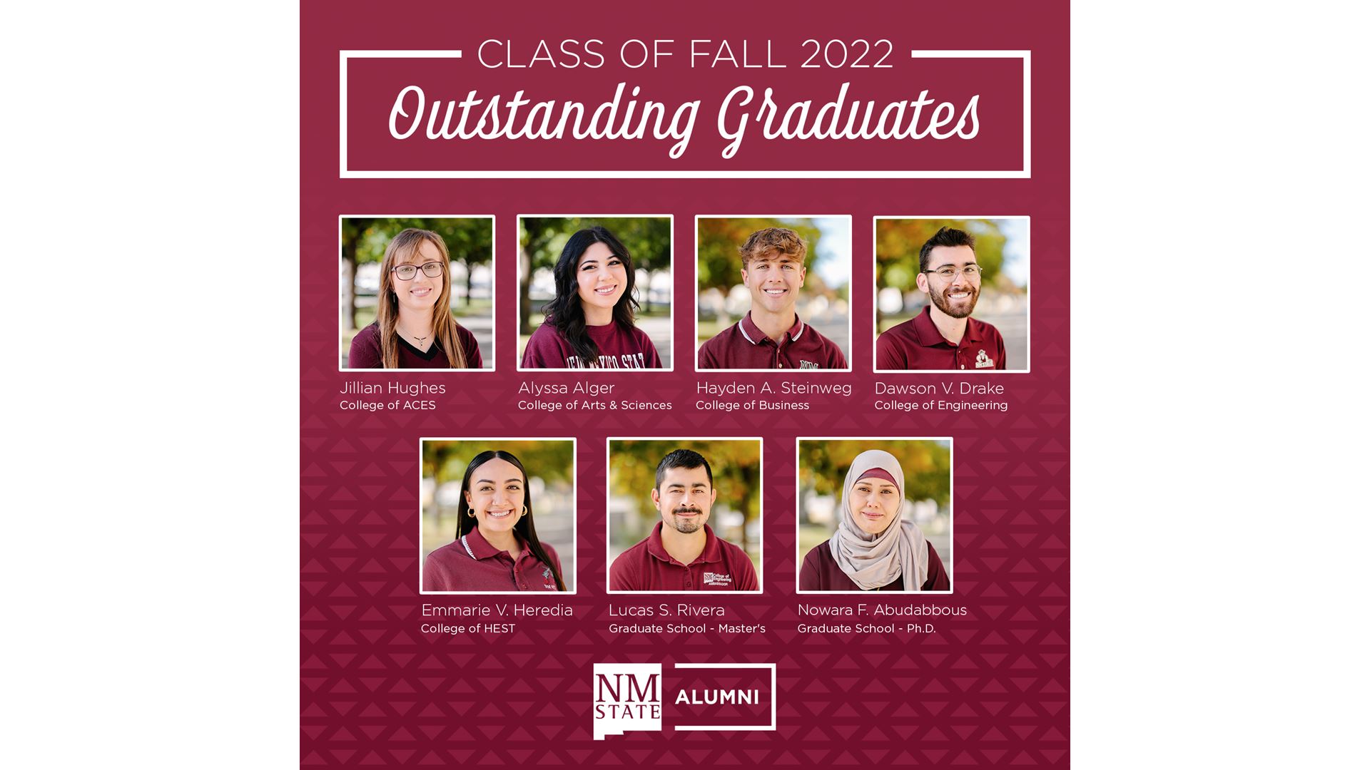 NMSU Outstanding Graduate Award winners epitomize diligence, generosity, collaboration