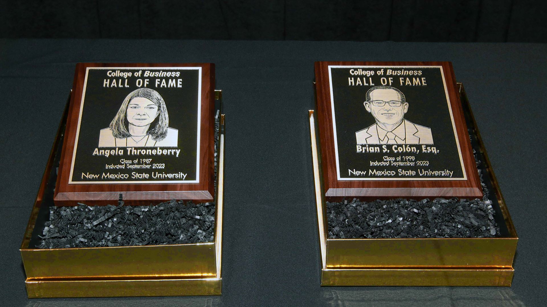 College of Business 2023 Hall of Fame plaques