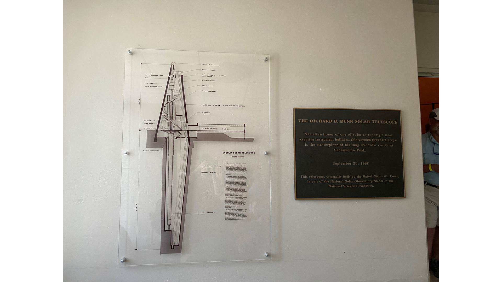 A diagram of the telescope hanging on a wall