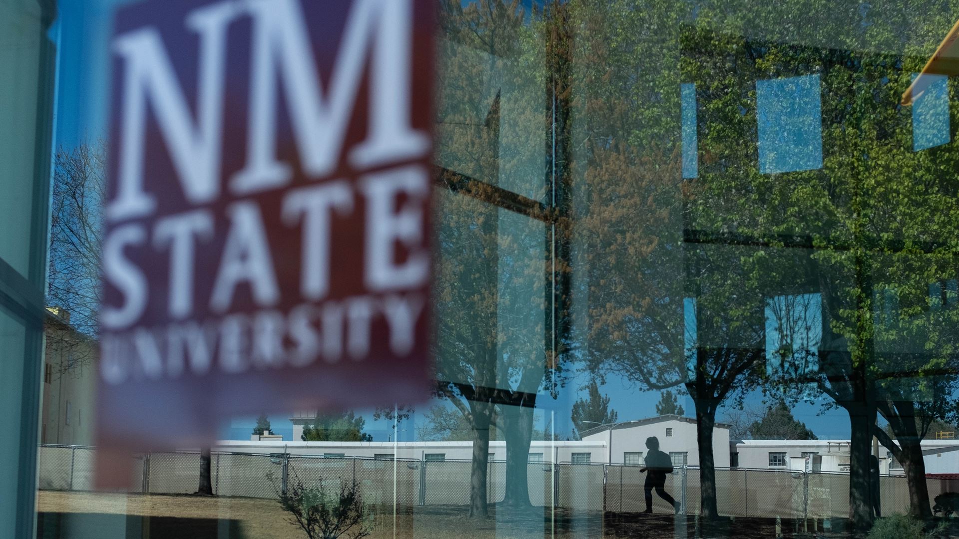 Photo of NM State University logo at Corbett