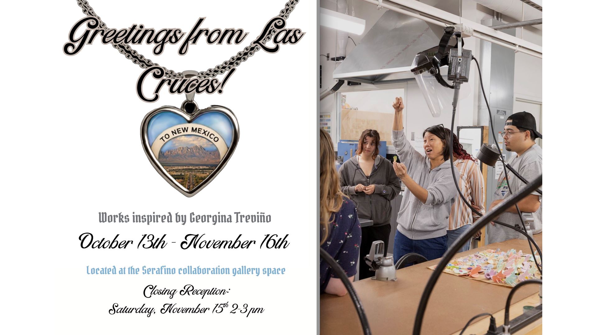 Closing reception Nov 15 for Greetings from Las Cruces NMSU student jewelry exhibition