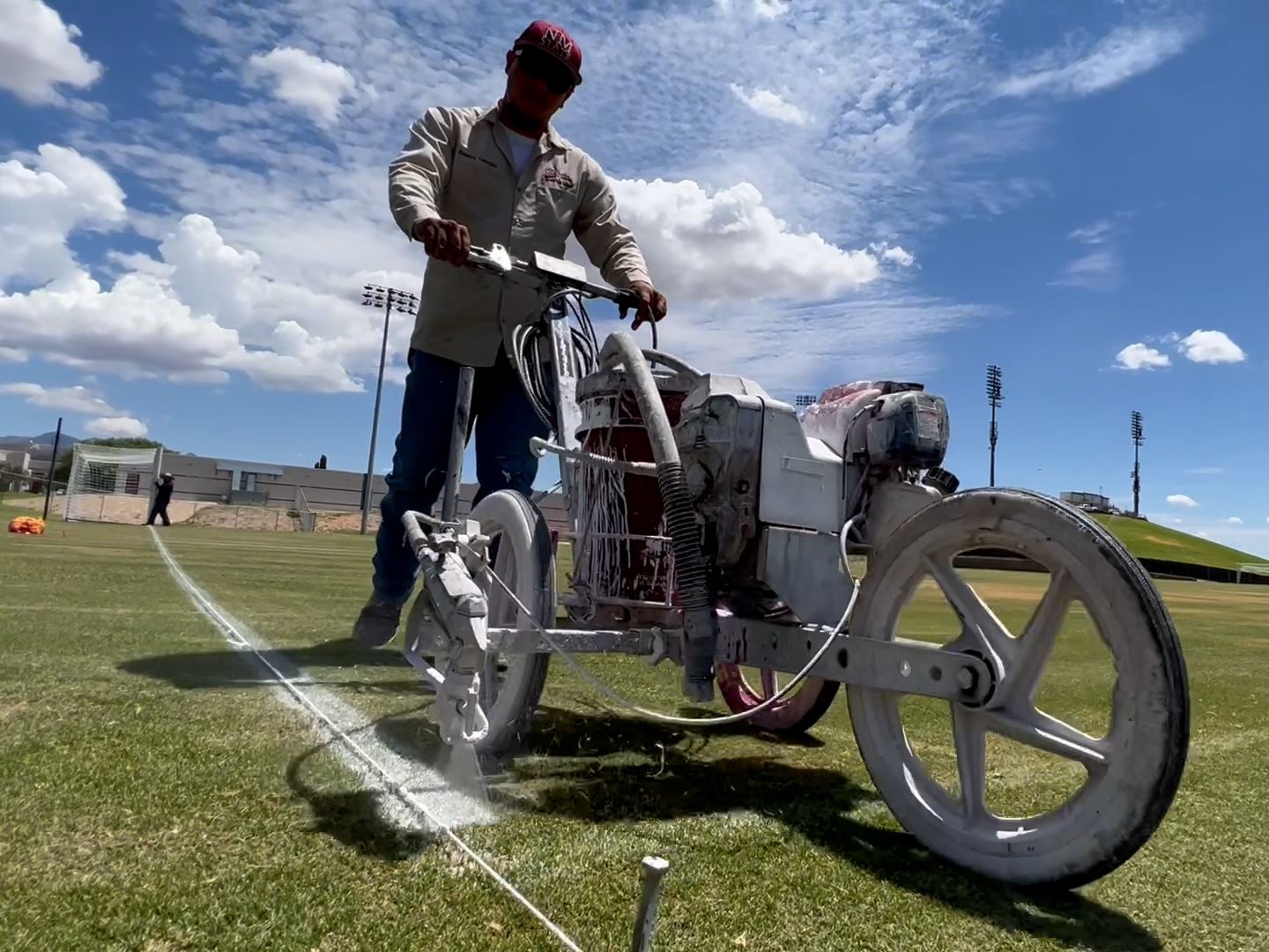 Grounds team striping fields