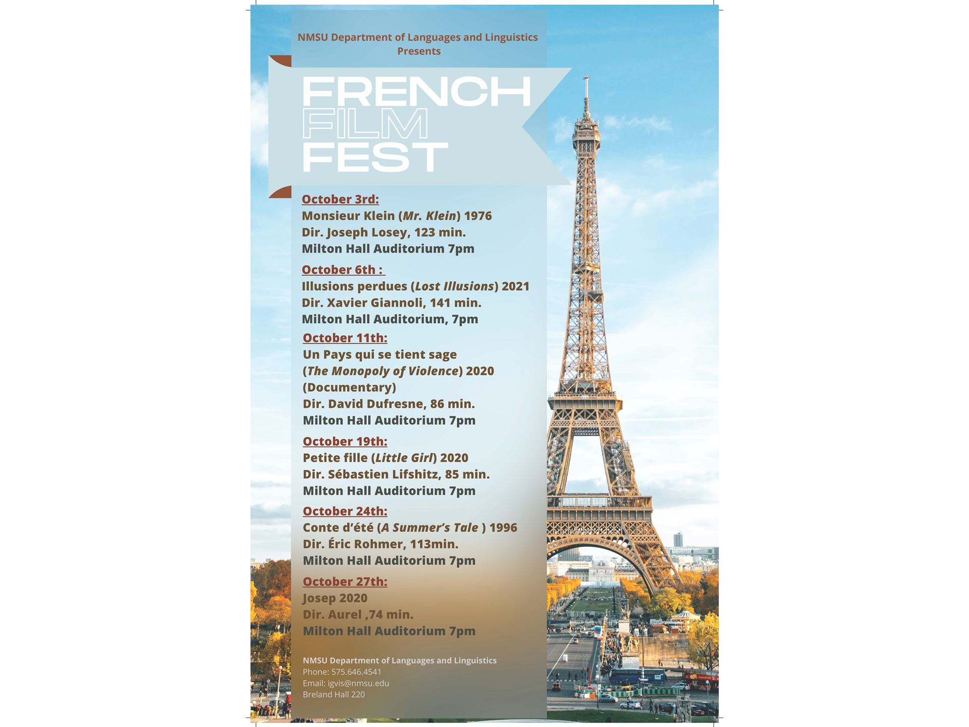 NMSU to host French Film Fest Oct. 3-27