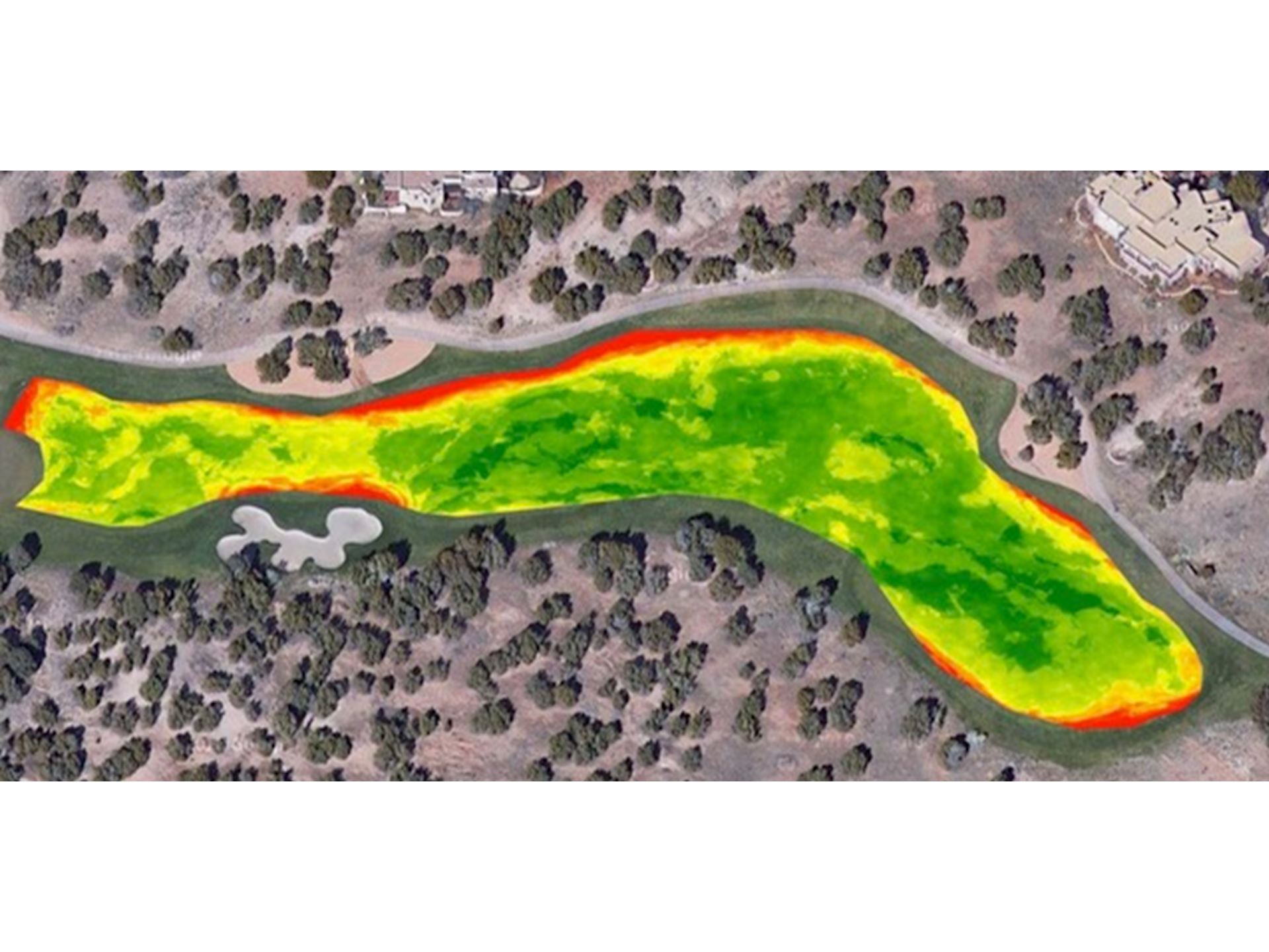 Satellite image of fairway at golf course