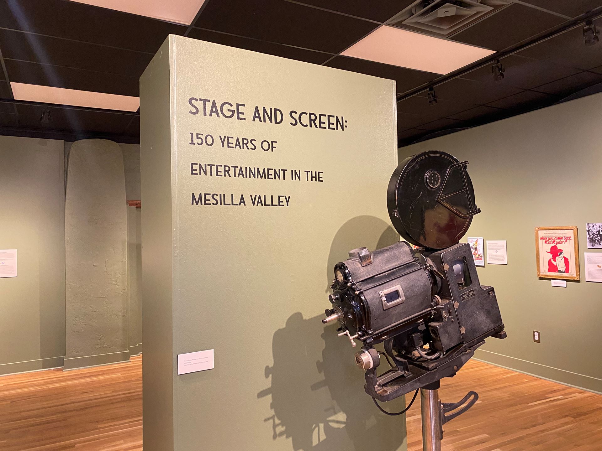 Film projector in front of a wall