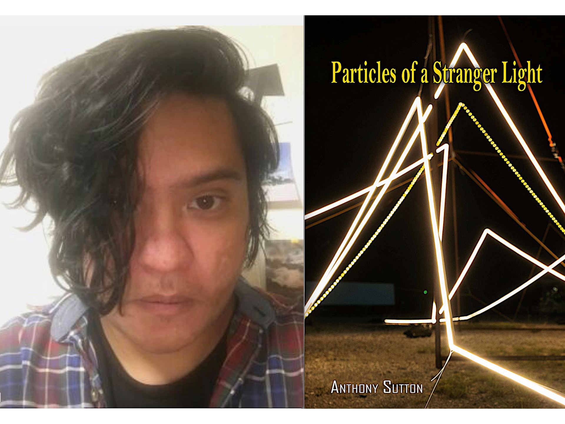 Picture of a man s face next to a book cover