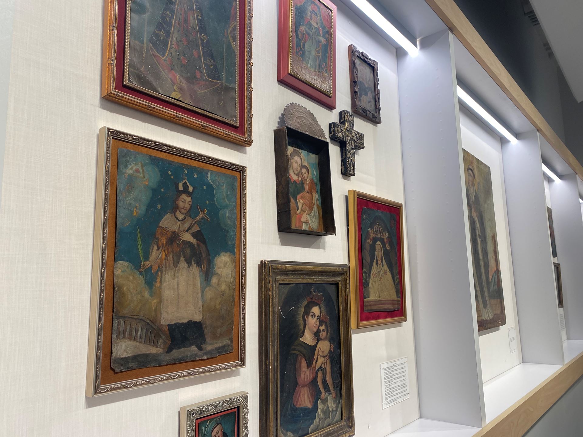 Small paintings on a wall