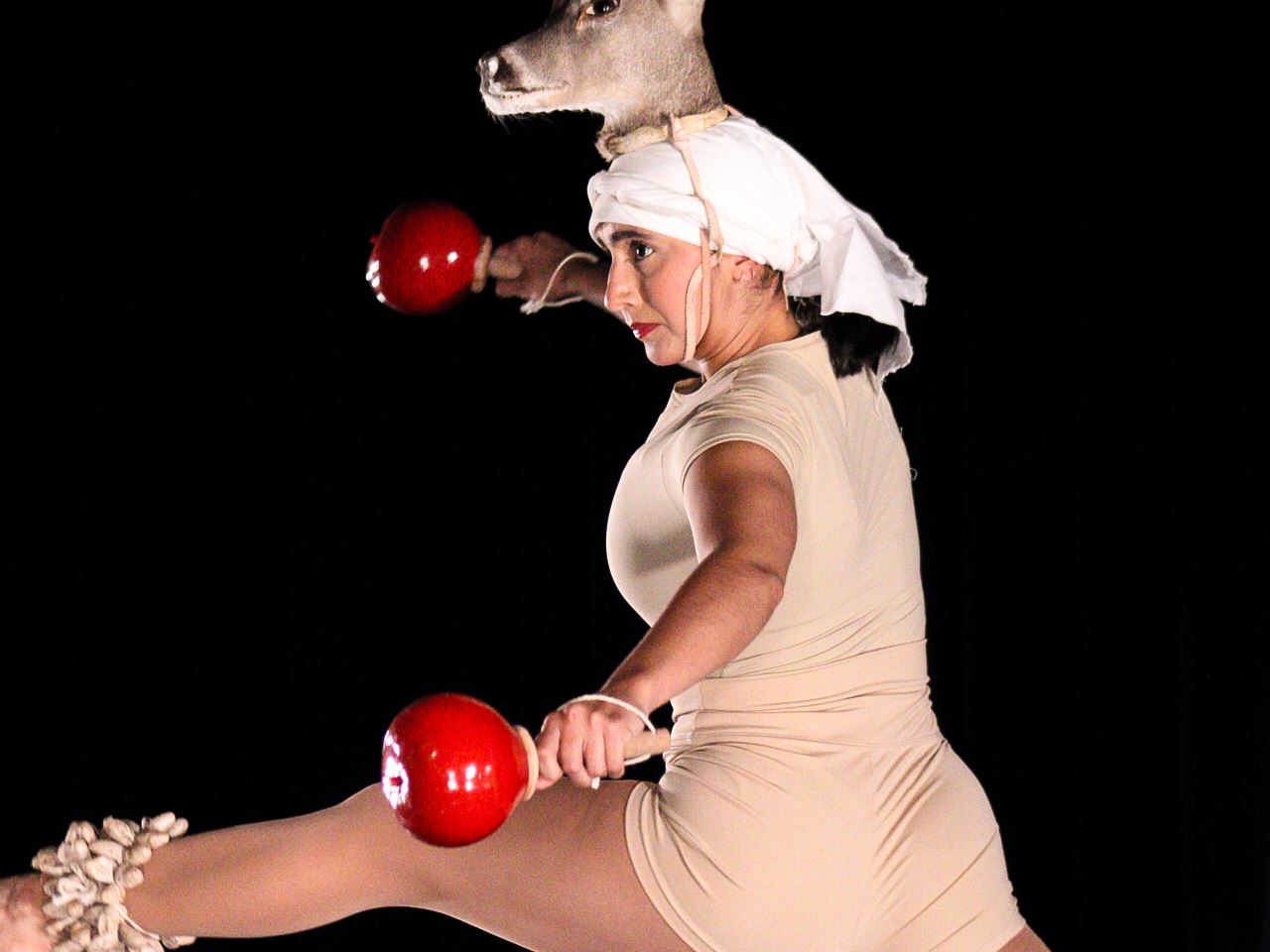 DESCRIPTION A dancer dressed in a deer costume