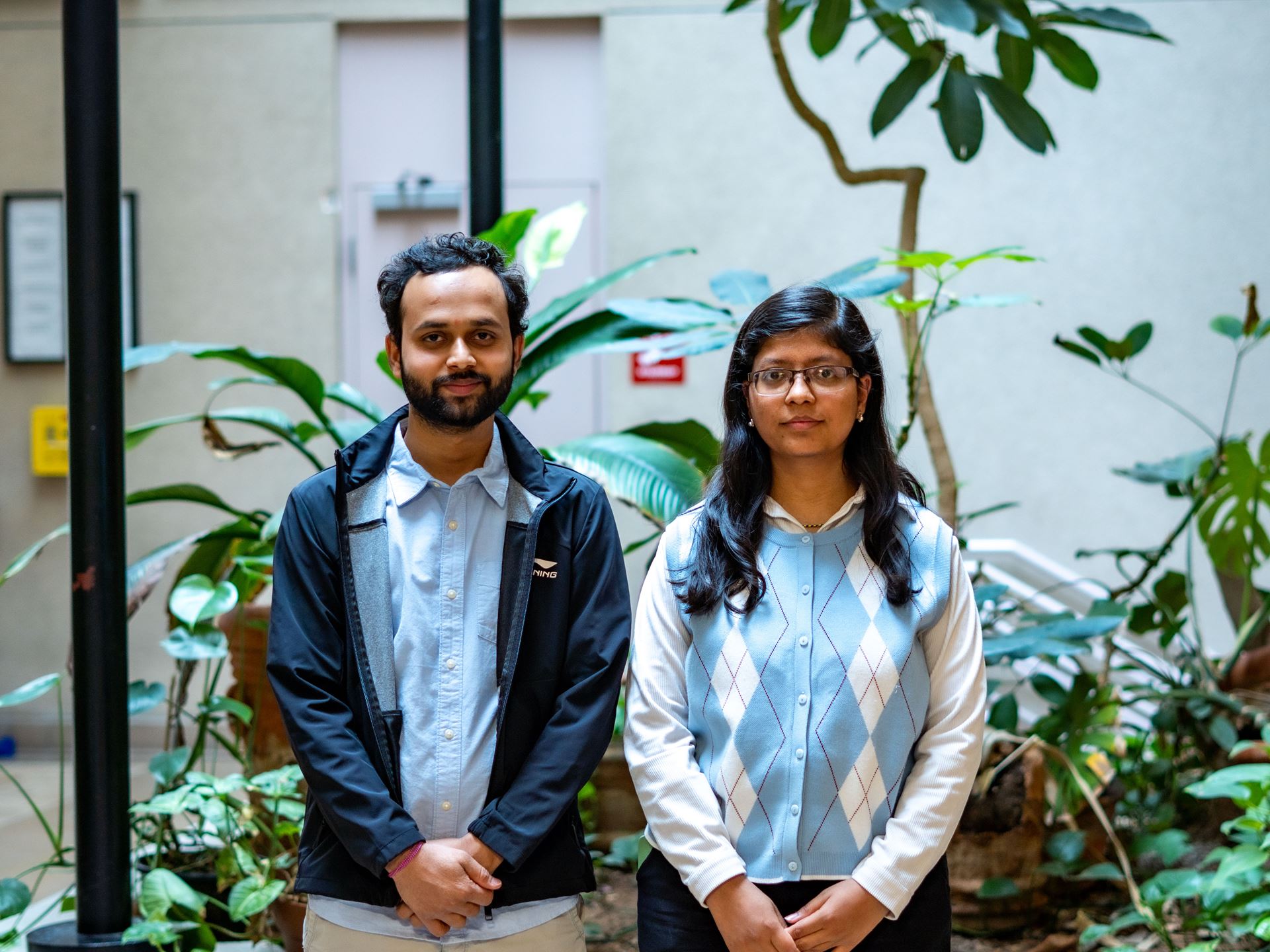 NMSU civil engineering students Nelson Kandel and Samriddhi Ghimire competing as Concrete Coders at Hack NMSU