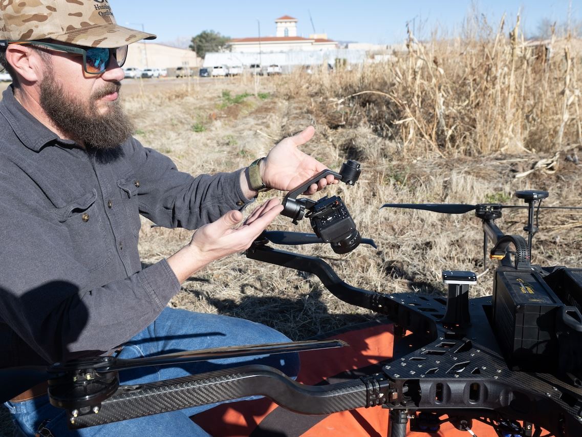 Man holding drone equipment